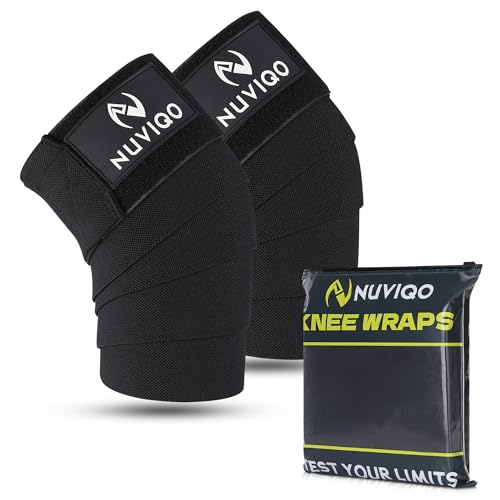 Nuviqo Knee Wraps (Pair) for Weightlifting – 78 Inch Maximum Compression Wrap for Squats & Pain Relief, Ideal for Men & Women, Powerlifting, Cross Training & Leg Day in the Gym - Image 1