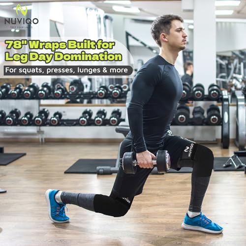 Nuviqo Knee Wraps (Pair) for Weightlifting – 78 Inch Maximum Compression Wrap for Squats & Pain Relief, Ideal for Men & Women, Powerlifting, Cross Training & Leg Day in the Gym - Image 4