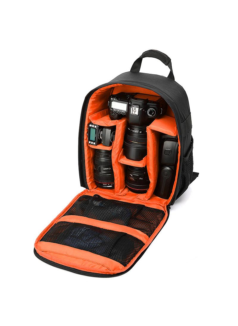1 PCS Nylon DSLR Camera Backpack With Rain Cover Orange - Image 2
