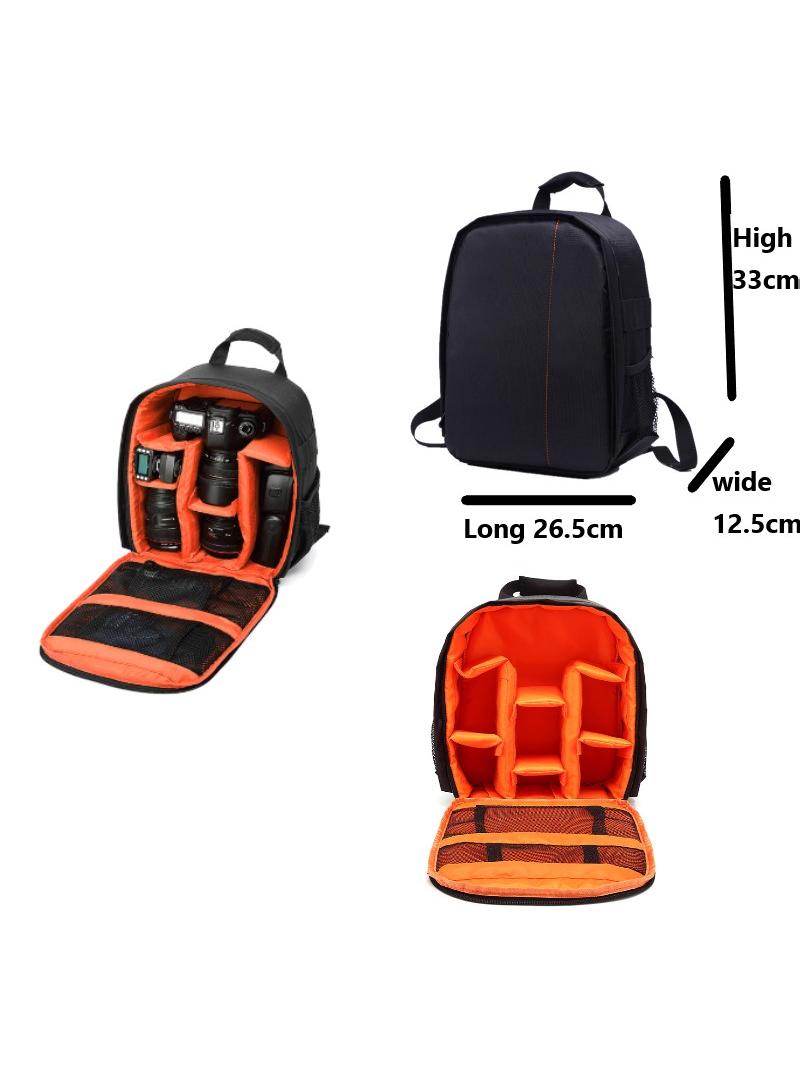 1 PCS Nylon DSLR Camera Backpack With Rain Cover Orange - Image 1