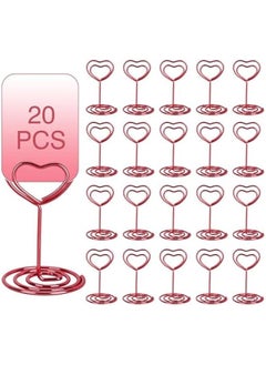 Generic 20pcs Mini Place Card Holders, Heart Place Table Number Holders, Table Card Holders for Photos, Food Signs, Memo Notes, Weddings, Restaurants, Birthdays (Red)  - Image 1