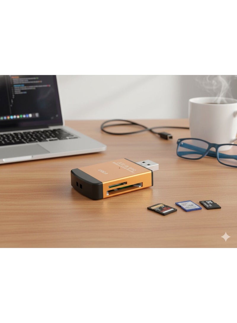 TXY 4-in-1 USB 2.0 to SD Micro SD TF MS MMC M2 Card Reader Laptop Card Reader, Smart Memory Card Reader 4-in-1 Card Adapter - Image 2