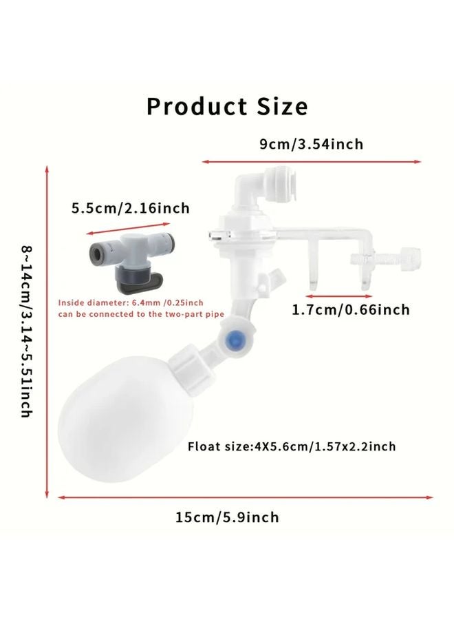 صمام التحكم في مستوى المياه البلاستيكي، نظام التعبئة التلقائية، مجموعة العوامة القابلة للتعديل لحوض السمك - Image 3