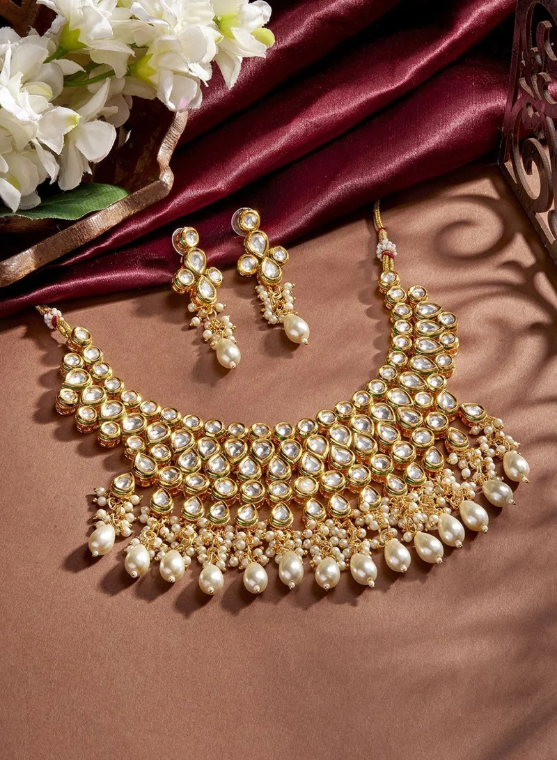 برياسي Plated Kundan Stone Studded  Beaded Jewellery Set