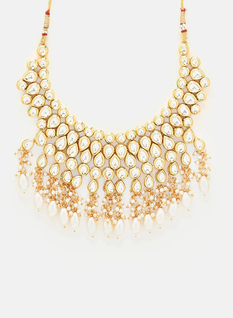 Priyaasi Plated Kundan Stone Studded  Beaded Jewellery Set