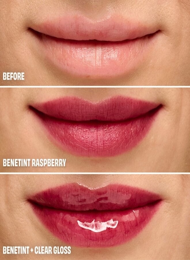 Benefit Benetint Pocket Pal Dual-Ended Longwear Lip Stain & Gloss  Rasberry - Raspberry-Tinted Lip Stain & Clear Gloss, Long-Wearing 2-in-1 Formula, 2.6 mL - Image 3
