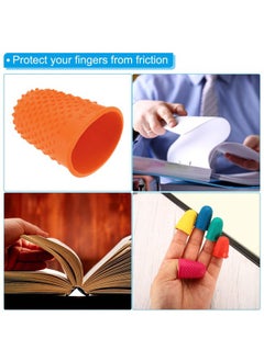 PATIKIL 0.87x1.3 Inch Rubber Finger Tips, 10 Pack Silicone Thumb Fingertip Protector Covers Guard Pads Thimble Grips for Office Counting Sewing, Orange XL Size  - Image 5