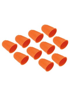 PATIKIL 0.87x1.3 Inch Rubber Finger Tips, 10 Pack Silicone Thumb Fingertip Protector Covers Guard Pads Thimble Grips for Office Counting Sewing, Orange XL Size  - Image 1