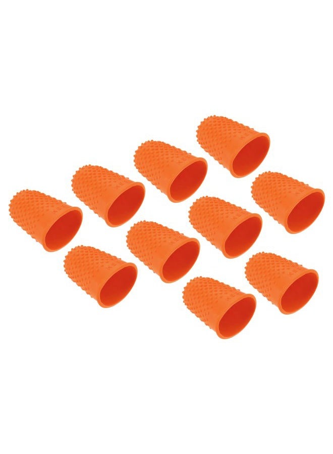 PATIKIL 0.87x1.3 Inch Rubber Finger Tips, 10 Pack Silicone Thumb Fingertip Protector Covers Guard Pads Thimble Grips for Office Counting Sewing, Orange XL Size  - Image 1