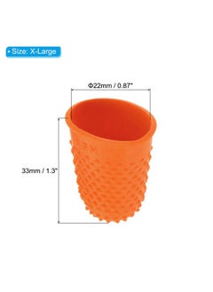 PATIKIL 0.87x1.3 Inch Rubber Finger Tips, 10 Pack Silicone Thumb Fingertip Protector Covers Guard Pads Thimble Grips for Office Counting Sewing, Orange XL Size  - Image 2