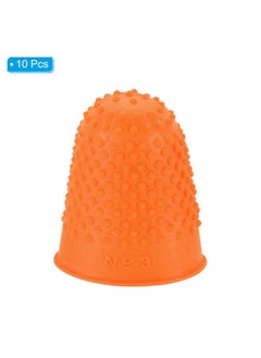 PATIKIL 0.87x1.3 Inch Rubber Finger Tips, 10 Pack Silicone Thumb Fingertip Protector Covers Guard Pads Thimble Grips for Office Counting Sewing, Orange XL Size  - Image 3
