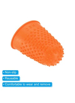 PATIKIL 0.87x1.3 Inch Rubber Finger Tips, 10 Pack Silicone Thumb Fingertip Protector Covers Guard Pads Thimble Grips for Office Counting Sewing, Orange XL Size  - Image 4