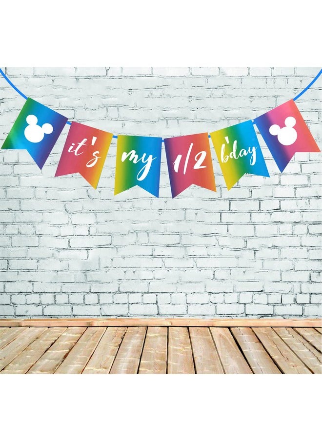 Funcart Funcart Mickey Mouse Colorful It's My 1/2 Birthday Banner for Half Birthday Decoration/Half Birthday Decoration/6 Month/Half Way to One  - Image 1