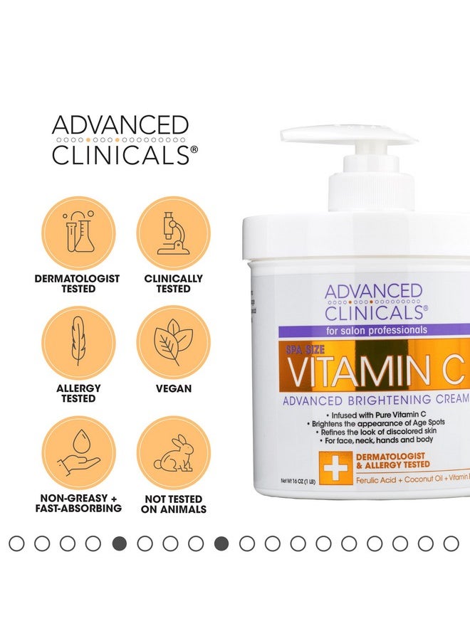 Advanced Clinicals Advanced Clinicals Vitamin C Body Lotion + Potent Vitamin C Serum 2pc Bundle | Face Serum & Body Cream Brightening Skin Care Set & Kits For Wrinkles, Dark Spots, Dry Skin, & Uneven Skin Tone, 2-Pack  - Image 5