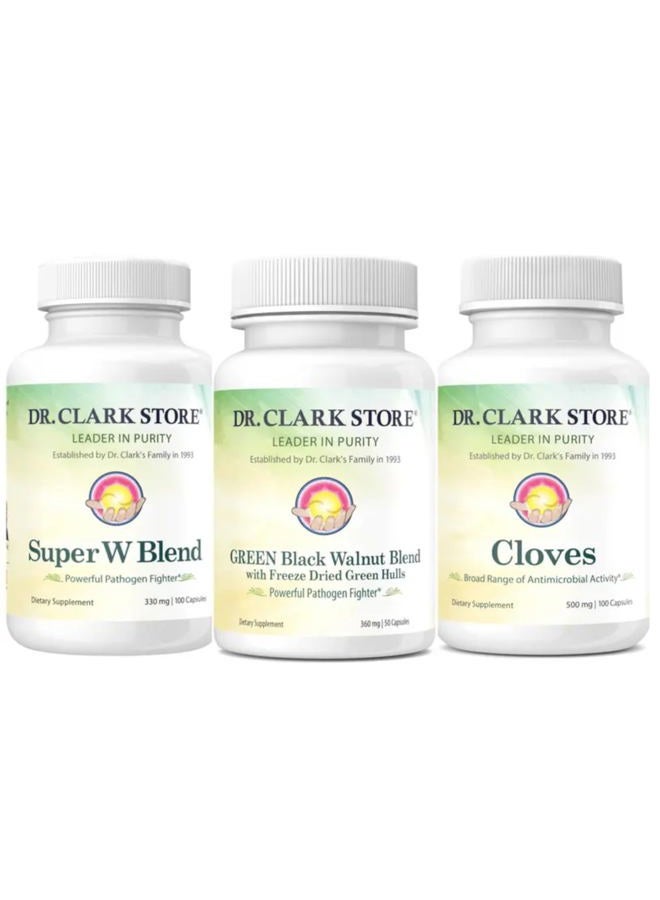 Dr Clark Store Dr. Clark Store Intestine Support & Cleanse Kit - With Freeze-Dried Green Black Walnut Hulls, Wormwood, and Cloves-Helps Maintain Optimum Intestinal Function - Image 1