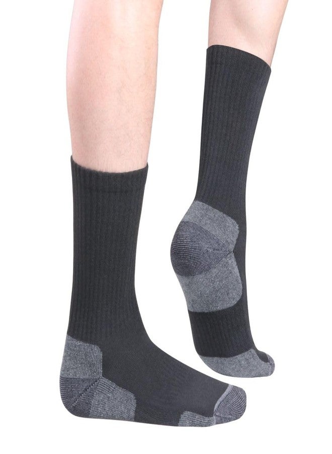 YUEDGE Mens Socks Black Moisture Wicking Cushioned Anti-Odor Work Socks For Men Size 10-13, Casual Thick Cotton Cushioned Crew Socks, Multipack, 5 Pairs - Image 4