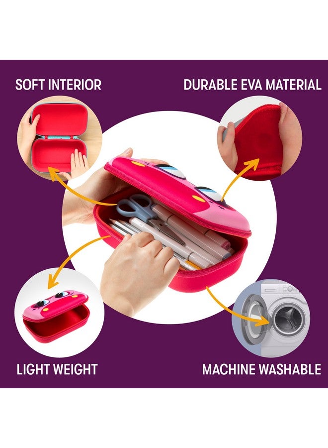 زيبيت علبة أقلام بوني للأطفال | حافظة أقلام للمدرسة | حقيبة أقلام منظمة | حقيبة أقلام كبيرة السعة (وردي) - Image 3