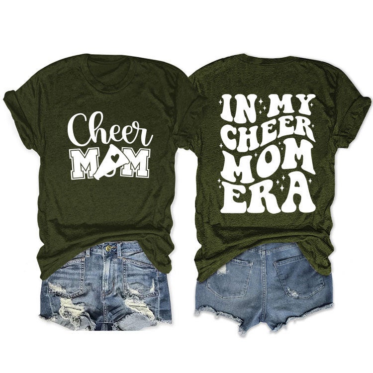 Round Neck Double-Sided Printed T-Shirt In My Cheer Mom Era Casual Plus Size Comfortable New Short Sleeve - Image 1