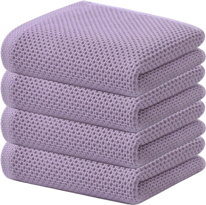 Kitinjoy 100 Cotton Waffle Weave Kitchen Towels 4Pack Super Soft and Absorbent Dish Towels for Drying Dishes Kitchen Hand Towels 13 in x 28 in Lavender - Image 1