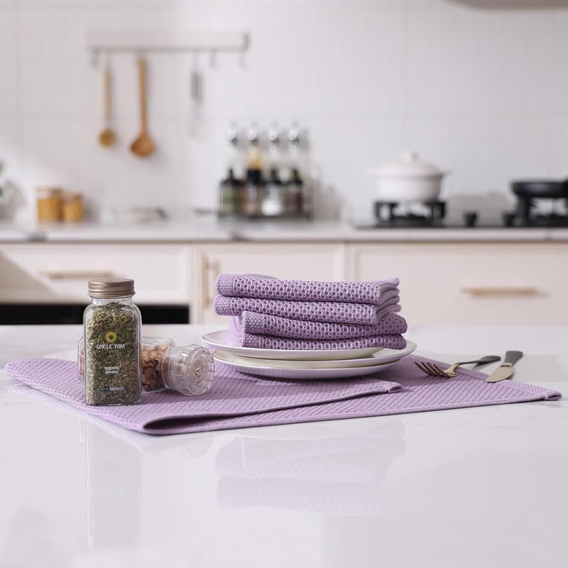 Kitinjoy 100 Cotton Waffle Weave Kitchen Towels 4Pack Super Soft and Absorbent Dish Towels for Drying Dishes Kitchen Hand Towels 13 in x 28 in Lavender - Image 5