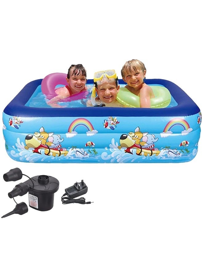 Beauenty Inflatable Swimming Pool With Pump, Full-Sized Thickened Blow-Up Pool For Kids Adults, BPA-Free Kiddie Pools For Family Garden, Backyard, Summer Water Party, Indoor Outdoor,Lawn (210 * 135 * 55CM) - Image 1