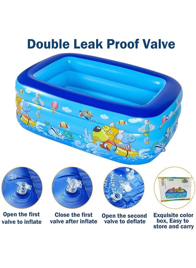 Beauenty Inflatable Swimming Pool With Pump, Full-Sized Thickened Blow-Up Pool For Kids Adults, BPA-Free Kiddie Pools For Family Garden, Backyard, Summer Water Party, Indoor Outdoor,Lawn (210 * 135 * 55CM) - Image 2