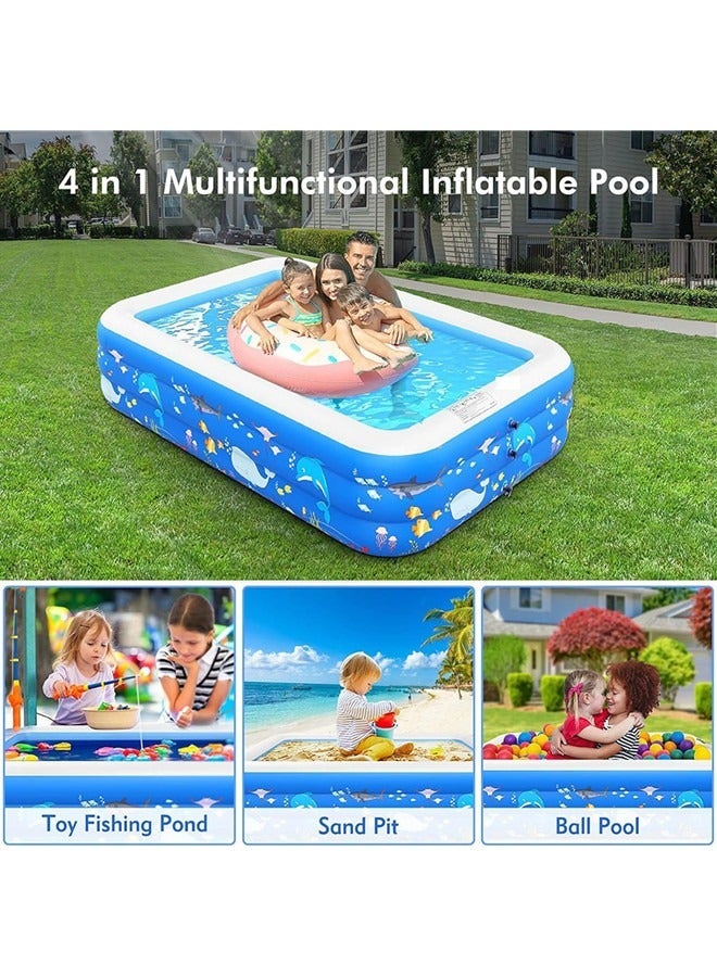 Beauenty Inflatable Swimming Pool With Pump, Full-Sized Thickened Blow-Up Pool For Kids Adults, BPA-Free Kiddie Pools For Family Garden, Backyard, Summer Water Party, Indoor Outdoor,Lawn (210 * 135 * 55CM) - Image 3