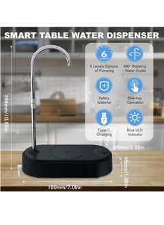 Generic Desktop Water Bottle Dispenser, 6 Levels Table Top Water Discharge, Portable USB Charging for 5 Gallon Bottles and Universal Bottles Black  - Image 5