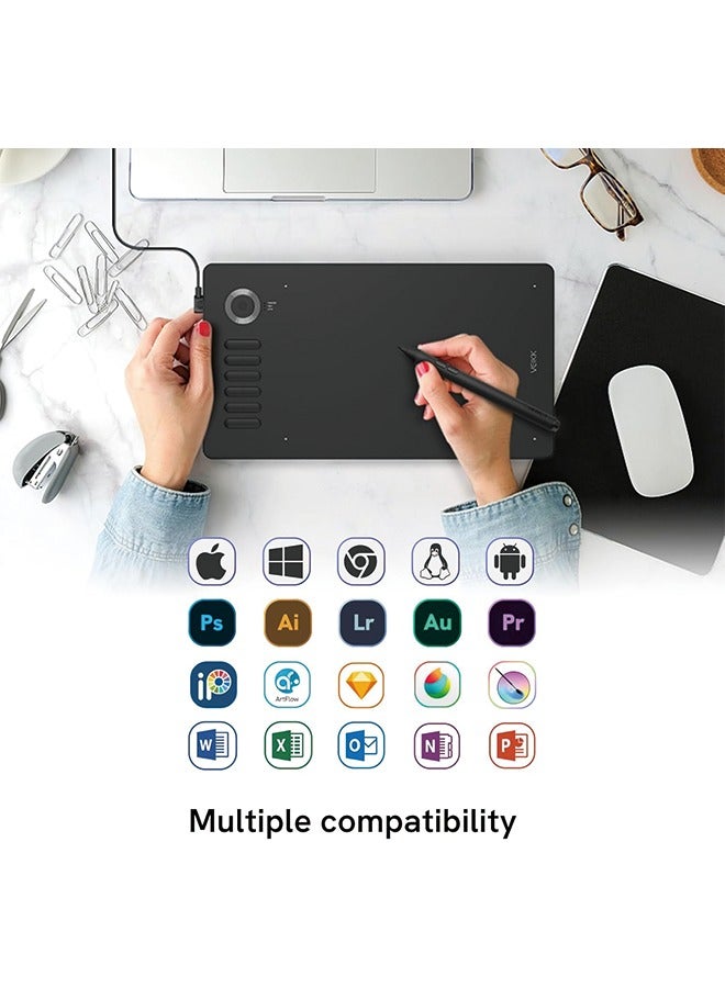 Veikk VEIKK A15 Pro Graphics Drawing Pen Tablet : Large Active Area Graphics Digital Drawing Tablets with Battery-Free Stylus and 12 Shortcut Keys for Designer Students Teacher (Grey)  - Image 2