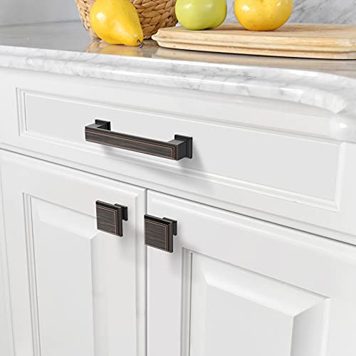 Amerdeco 10 Pack Oil Rubbed Bronze Cabinet Pulls 3-3/4 Inch(96mm) Hole Center Cabinet Hardware Kitchen Cabinet Handles for Bathroom Drawer Pulls Dresser Pulls ZH0001 - Image 3