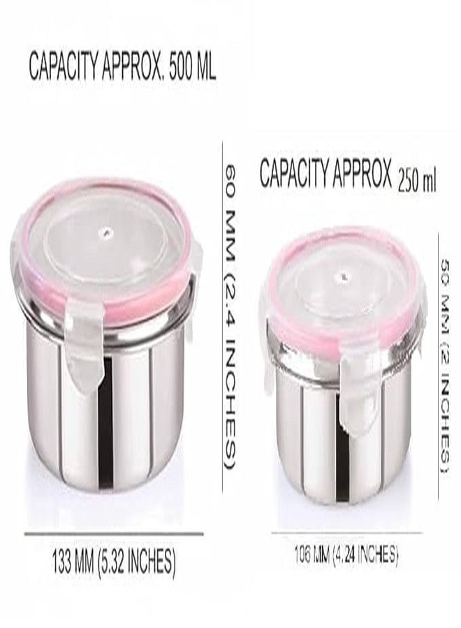 ODMART Stainless Steel Leak Proof Click & Seal Tiffin Containers Set Airtight Lunch Box Rust Free Easy Grip Compact Food Storage (500ml + 250ml) - Image 2