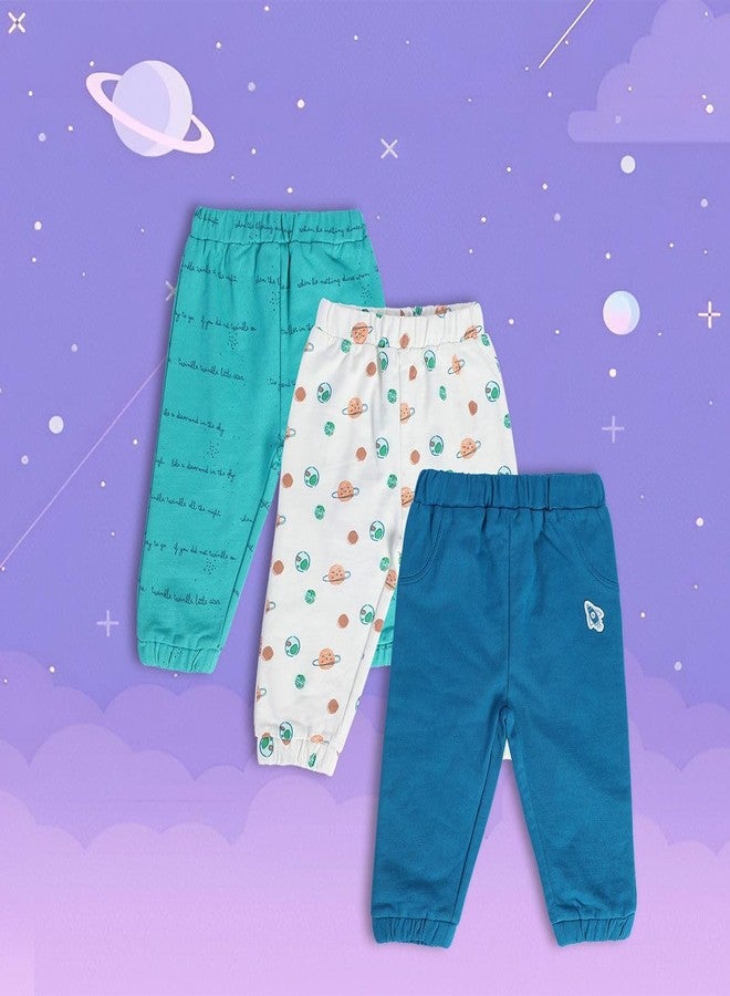 miniklub Baby Full Length All Round Elastic Marshmallow/Blue/Aqua Cotton Knitted Bottom Pack Of 3 (New Born) - Image 2