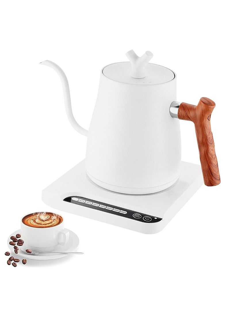 Perfin Electric Gooseneck Kettle 1L 1000W Water Kettle for Pour-over Coffee & Tea, 304 Stainless Steel Coffee and Tea Pot, Constant Temperature Coffee Kettle(White) (White) - Image 1