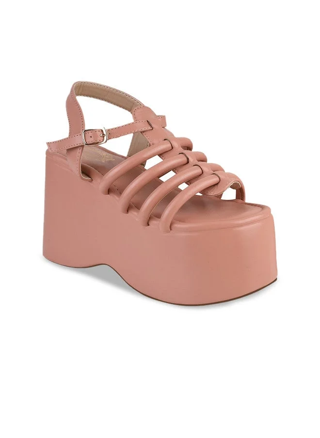 شوتوبيا Shoetopia Girls Open Toe Flatform Heels with Buckles