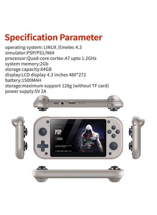 Generic - M17 Handheld Game Machine 4.3 "4K HD 3D Large Screen Retro Nostalgic PSP Arcade Game Machine Cross-border-Model:M17【64gb】(without Card) - Image 1