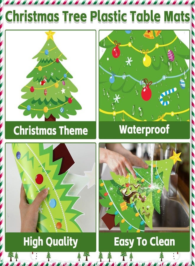 OBUSATT Plastic Placemats Set of 6 Christmas Tree Table Mats Xmas Holiday Placemats Wipe Clean Washable Place Mats for Indoor Outdoor Kitchen Dining Table Decor - Image 3