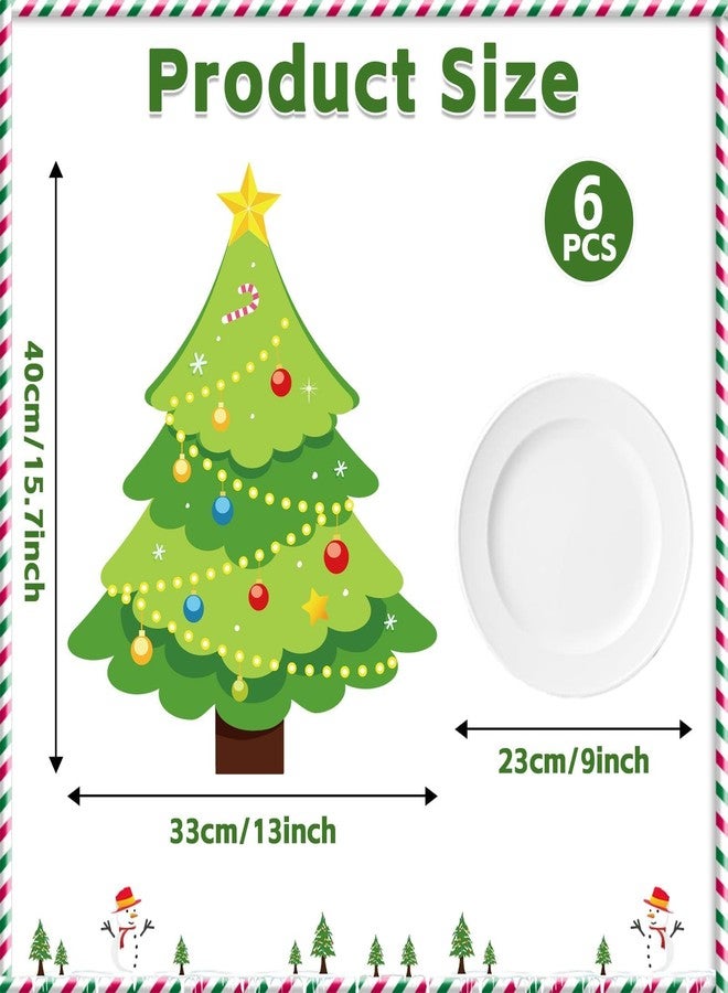OBUSATT Plastic Placemats Set of 6 Christmas Tree Table Mats Xmas Holiday Placemats Wipe Clean Washable Place Mats for Indoor Outdoor Kitchen Dining Table Decor - Image 2