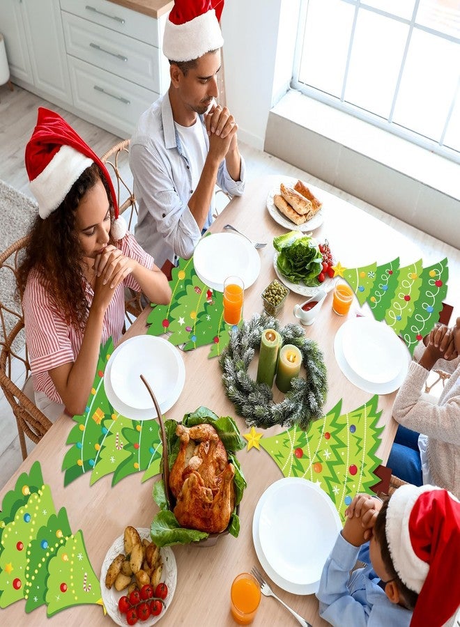OBUSATT Plastic Placemats Set of 6 Christmas Tree Table Mats Xmas Holiday Placemats Wipe Clean Washable Place Mats for Indoor Outdoor Kitchen Dining Table Decor - Image 5