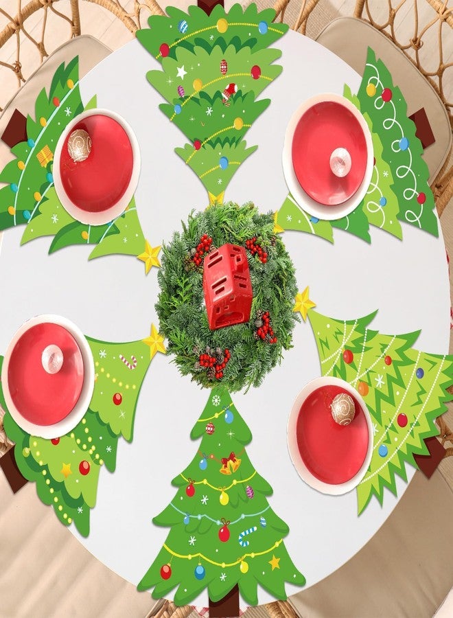OBUSATT Plastic Placemats Set of 6 Christmas Tree Table Mats Xmas Holiday Placemats Wipe Clean Washable Place Mats for Indoor Outdoor Kitchen Dining Table Decor - Image 4