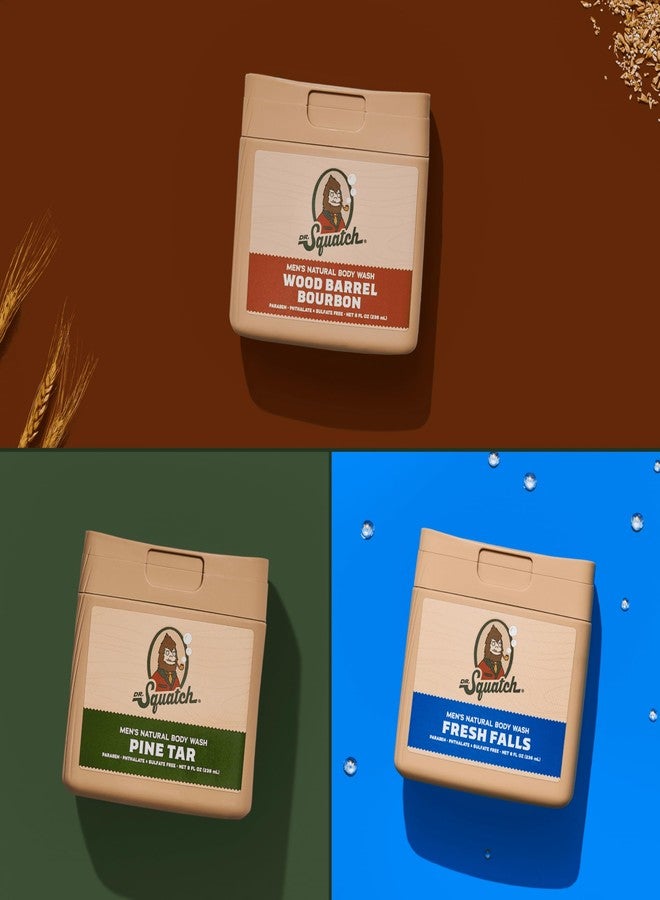 Dr. Squatch NEW Body Wash for Men with Nourishing, Natural Ingredients | No Paraben, Phthalate, Sulfate | All Day Moisturization | Pine Tar, Wood Barrel Bourbon & Fresh Falls (8 oz, 3-Pack) - Image 5