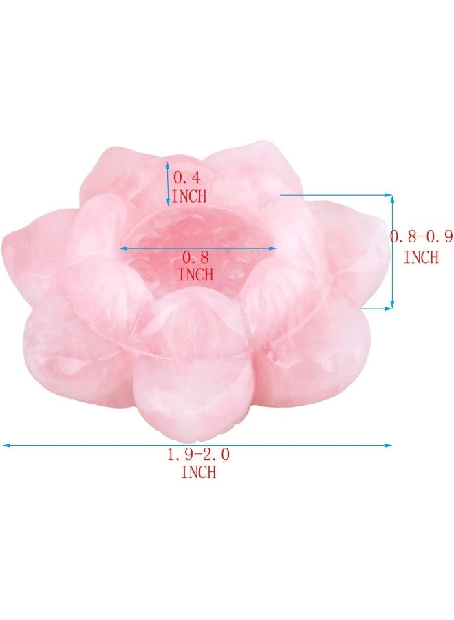 mookaitedecor Rose Quartz Carved Gemstone Lotus Flower Statue Crystal Ball StandCandle Holder Decorative - Image 2