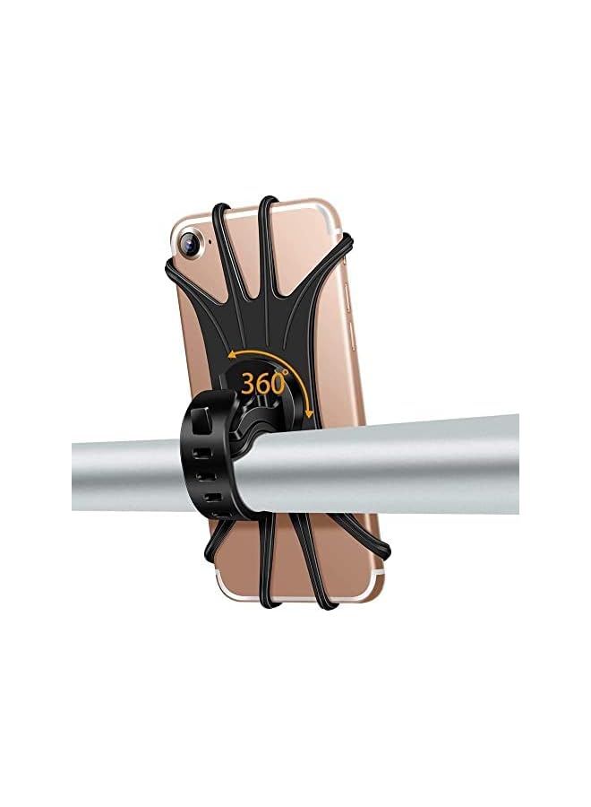ECVV Bike Phone Mount, 360° Rotation Motorcycle Phone Mount, Anti Shake Silicone Bicycle Phone Holder, Universal Handlebar Holder for iPhone 11 Pro Max/X/XS MAX/XR/8/8 Plus, Samsung S20/S10/S10e - Image 1