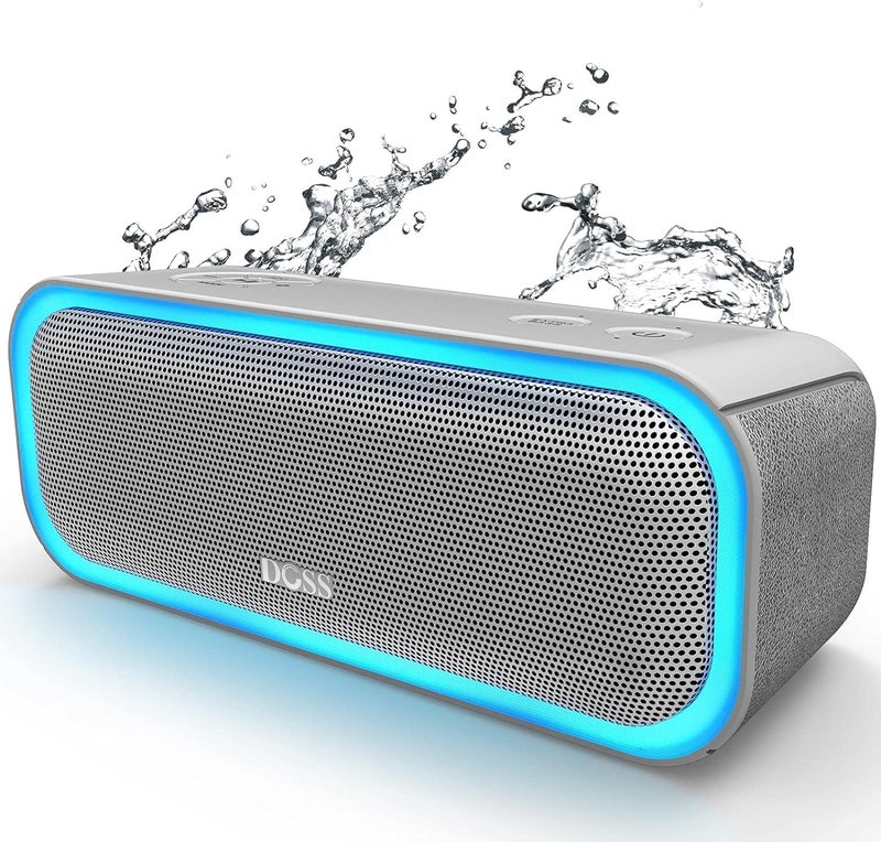 DOSS SoundBox Pro Bluetooth Speaker with 20W Stereo Sound, Active Extra Bass, IPX6 Waterproof, TWS Pairing, Multi-Colors Lights, 20H Playtime, Portable for Beach, Outdoor-Grey - Image 1