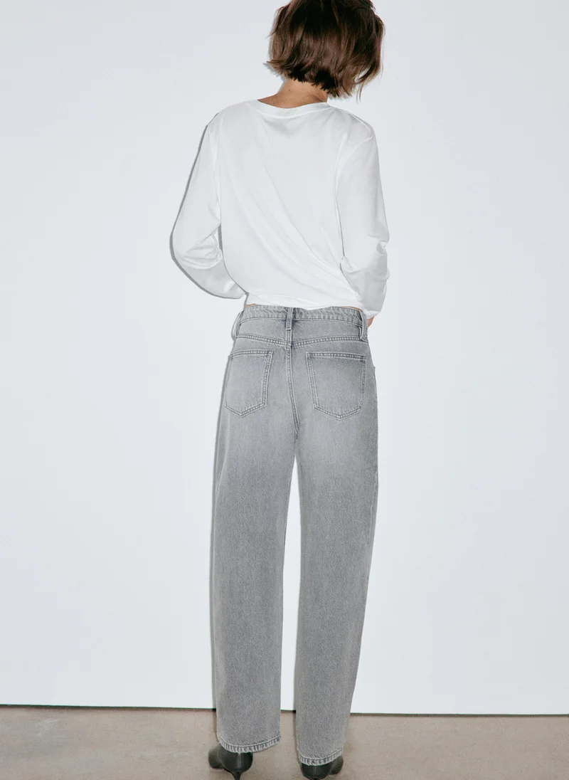 Mango TG-TEJANO GRIS High-Rise Balloon Jeans for Women | Best Price UAE