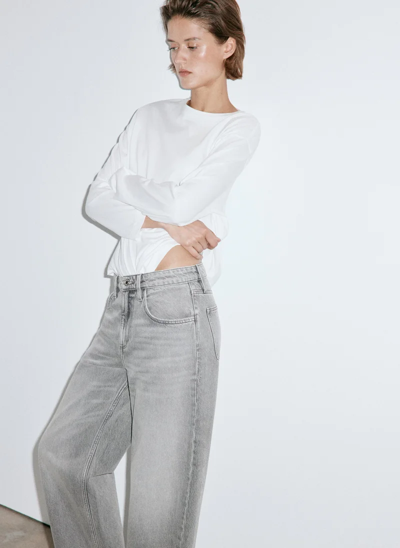 Mango TG-TEJANO GRIS High-Rise Balloon Jeans for Women | Best Price UAE