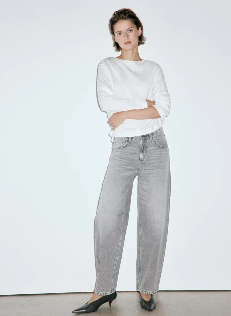 Mango TG-TEJANO GRIS High-Rise Balloon Jeans for Women | Best Price UAE