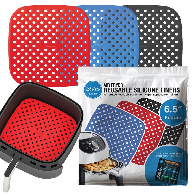 Reusable Air Fryer Liners 3 Pack for 2QT  65 Square Silicone Airfryer Liner  Easy to Clean Air Fryer Accessories As Seen on the Today Show  Dishwasher Safe NonStick Parchment Paper Replacement