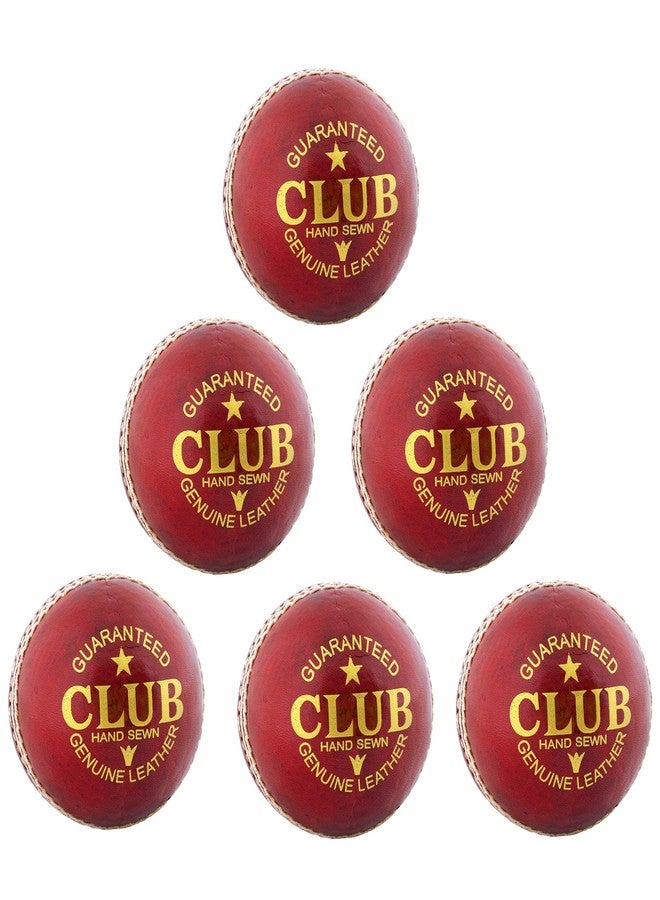 PSE Priya Sports Leather Cricket Ball Red Pack of 6 (2Part) - Image 2