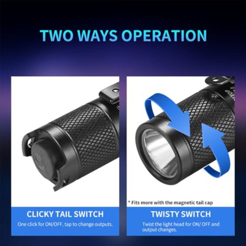 Torch Flashlight Tool AA2.0 Mini Torch 650 Lumens Cree LED Pocket-sized 5 Modes Powerful Small Flashlight Compatible with AA and 14500 Li-ion Battery IPX-8 Waterproof for Camping, Emergency - Image 5