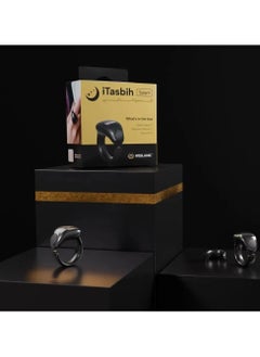 salam Smart Tasbeeh Ring Prayer Times Reminder Waterproof Electronic Ring with Magnetic Charger Black (Size 18-20)  - Image 3